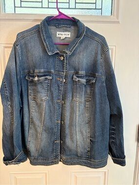 AVA + VIV Classic Denim Jacket - Blue Wash 3XL